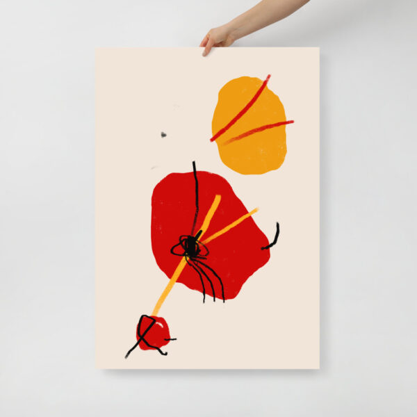 Red Abstraction with yellow art print