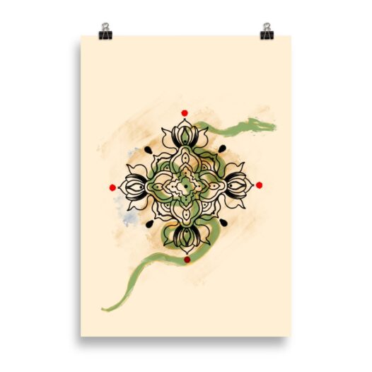 Tibetan Dorje Meditation & Dragon Mandala Art Print